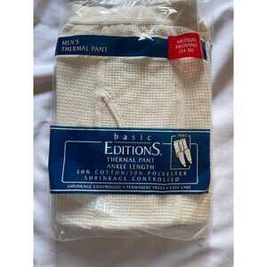 Basic Editions Mens Thermal Pant Ankle Length Medium 34-36 Shrinkage Controlled